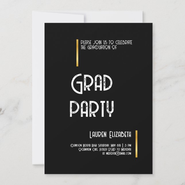 Convite de Formatura com Foto de Caligrafia Modern (Verso)