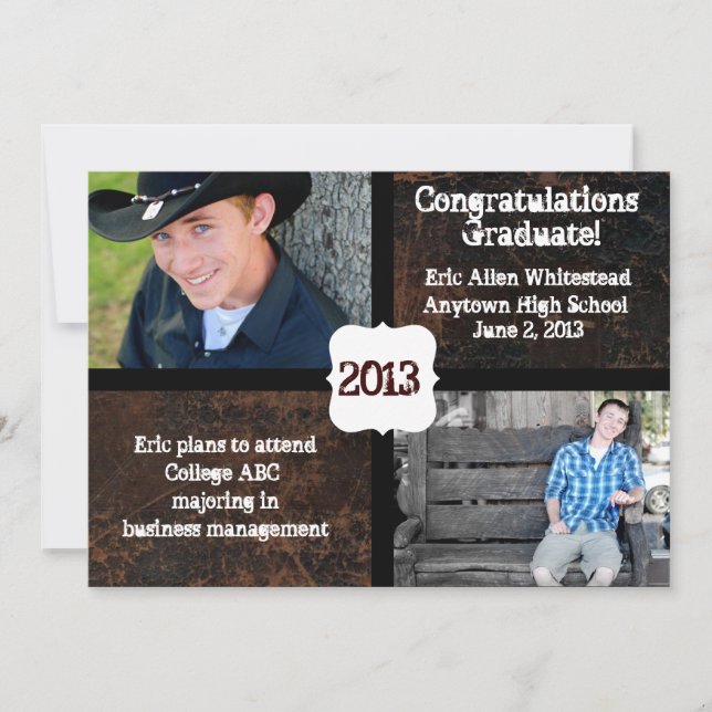 Convite de Formatura com Foto de Capa de Couro Arr (Frente)