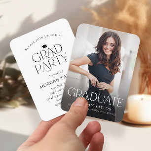 Convite de Formatura com Foto de Elegância Mínima 