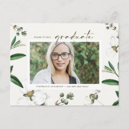 Convite de Formatura com Foto de Flores Brancas em