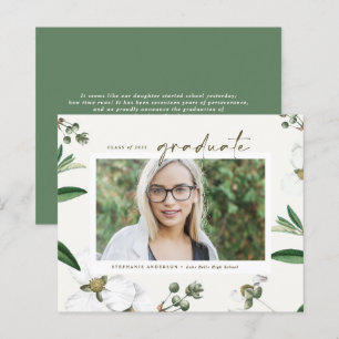 Convite de Formatura com Foto de Flores Brancas Vi