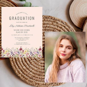 Convite de Formatura com Foto de Flores Silvestres