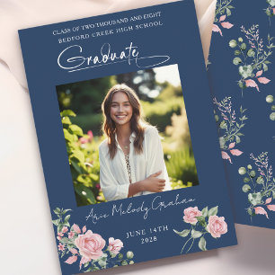 Convite de Formatura com Foto de Rosas Rosa