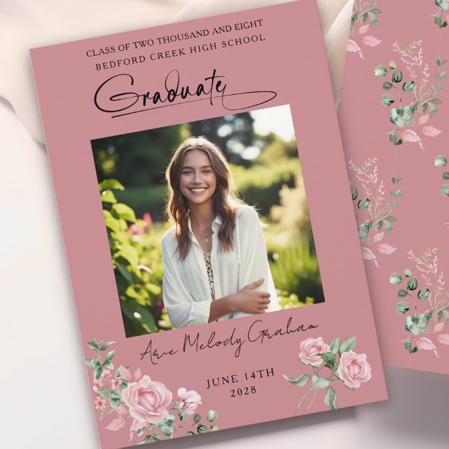 Convite de Formatura com Foto de Rosas Rosas (Criador carregado)