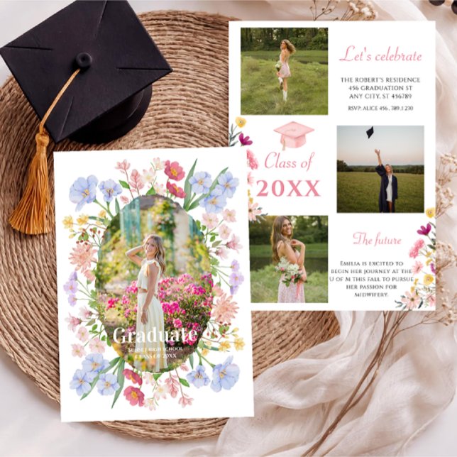 Convite de formatura com foto de Wildflower (Criador carregado)