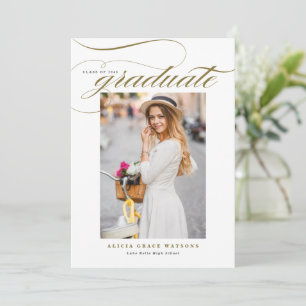 Convite de Formatura com Foto e Caligrafia Elegant