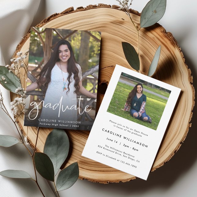 Convite de Formatura com Foto e Caligrafia Elegant (Criador carregado)
