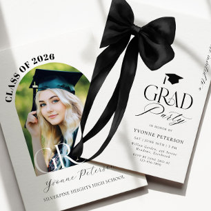 Convite de Formatura com Foto e Laço Preto