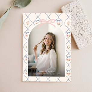 Convite de Formatura com Foto e Laço Rosa de Flor 