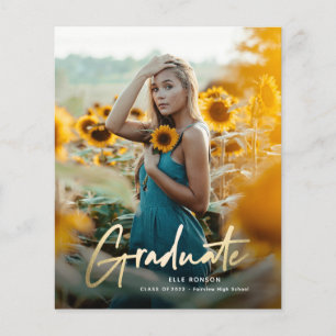 Convite de Formatura com Foto e Letra Dourada Econ