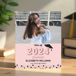 Convite de Formatura com Foto e Letra Rosa no Orça