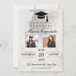 Convite de Formatura com Foto e Rótulo Clássico Do