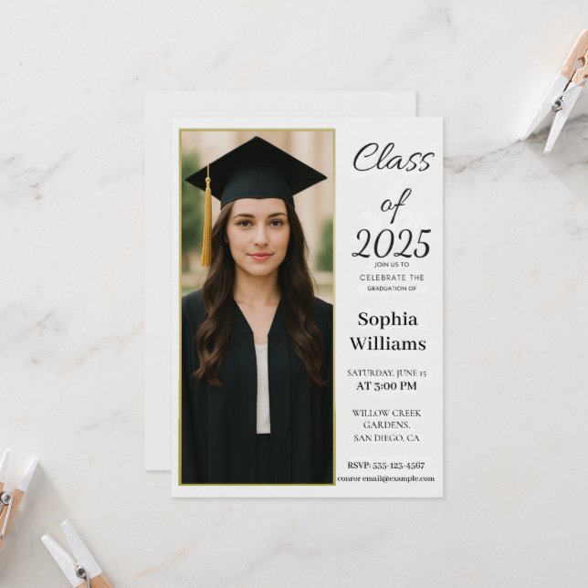 Convite de Formatura com Foto Elegante – Turma de  (Frente/Verso In Situ)