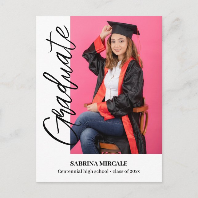 Convite de Formatura com Foto em Caligrafia Modern (Frente)