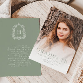 Convite de Formatura com Foto em Verde Sage Monogr