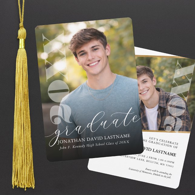 Convite de Formatura com Foto Moderna (Modern Photo Graduation Invitation)