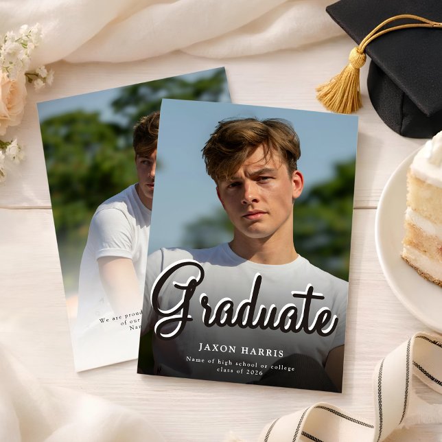 Convite de Formatura com Foto Moderno de Duas Face (Criador carregado)