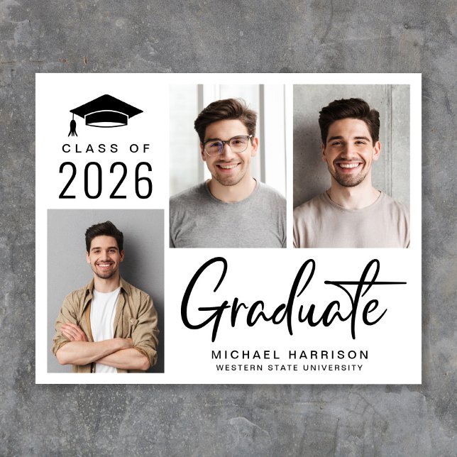 Convite de Formatura com Foto Orçamento 3 Script N (Cherish the milestone: share your graduate's achievement with a custom photo graduation announcement)
