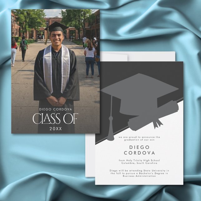 Convite de Formatura com Foto Preto e Branco Minim (Criador carregado)