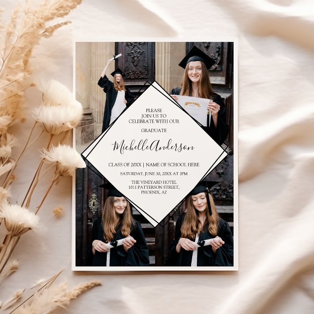 Convite de Formatura com Foto Preto e Branco Moder (Criador carregado)