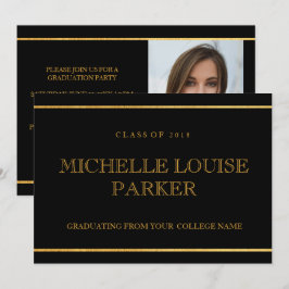 Convite de Formatura com Foto Timeless Gold Black