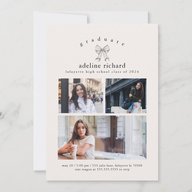 Convite de Formatura com Laço Coquette (Frente)