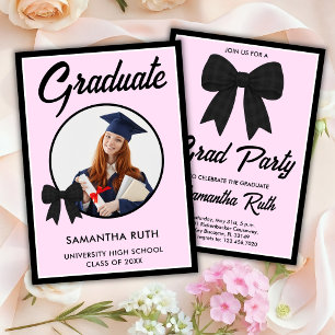 Convite de Formatura com Laço de Ginga Preto