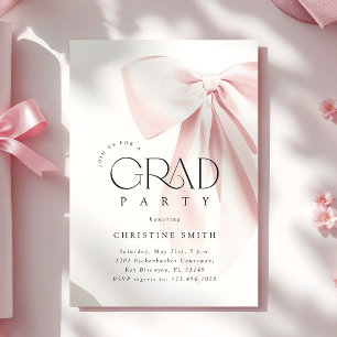 Convite de Formatura com Laço Rosa Bege