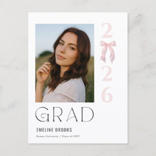 Convite de Formatura com Laço Rosa de Foto Elegant