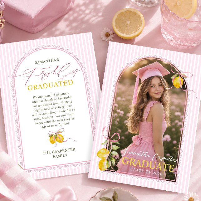 convite de formatura com laço rosa limão (Criador carregado)