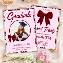 Convite de Formatura com Laço Xadrez Borgonha Wild