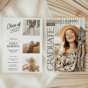 Convite de Formatura com Listras Modernas e Foto