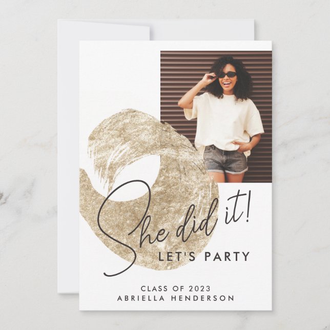 Convite de Formatura com Pintura a Ouro Moderna  (Frente)