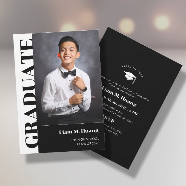 Convite de formatura com retrato fotográfico (Criador carregado)