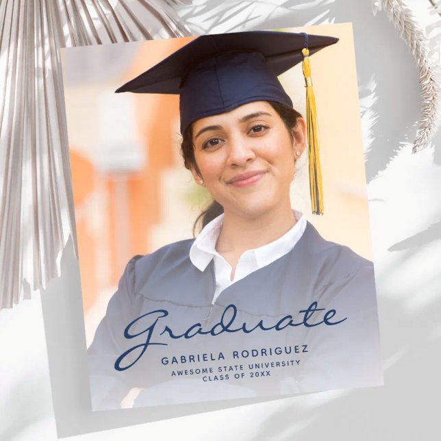 Convite de Formatura com Roteiro Azul para Foto co (Criador carregado)