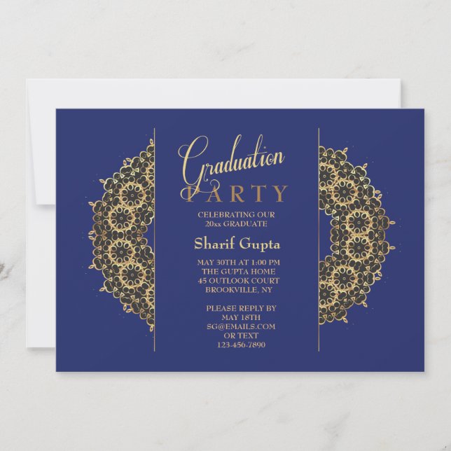 Convite de Formatura com Suporte Dourado (Frente)