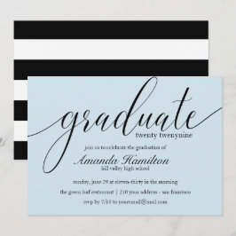 Convite de Formatura com Tipografia Azul Claro