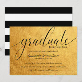 Convite de formatura com tipografia em Dourado Fal