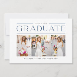 Convite de Formatura com Tipografia Moderna Azul e