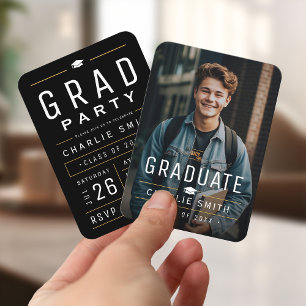 Convite de Formatura com Tipografia Preta Mini Fot