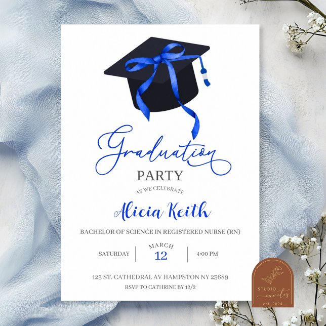 Convite de Formatura Coquette Azul Real, (Criador carregado)
