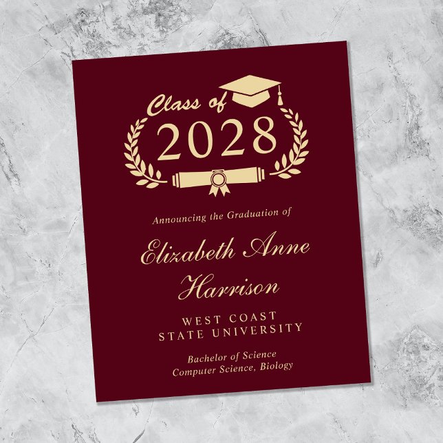Convite de Formatura da Faculdade Burgundy Gold (Criador carregado)