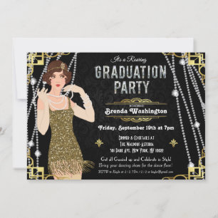 Convite de Formatura da Garota Flapper de Gatsby