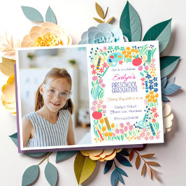 Convite de Formatura da Pré-Escola com Foto Floral