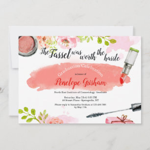 Convite de Formatura de Cosméticos em Aquarela
