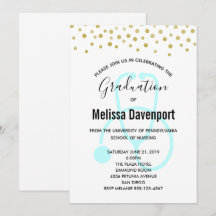 Convite de formatura de enfermagem em azul pastel 