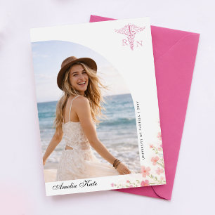 Convite de Formatura de Enfermagem Pink Bow Wildfl