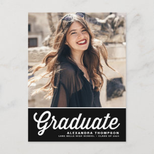 Convite de Formatura de Foto com Letra Retro Negri