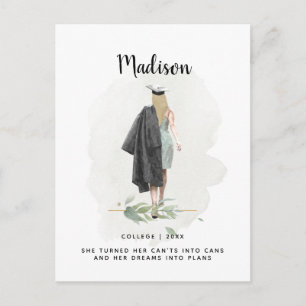 Convite de Formatura de Menina com Folhagem em Aqu