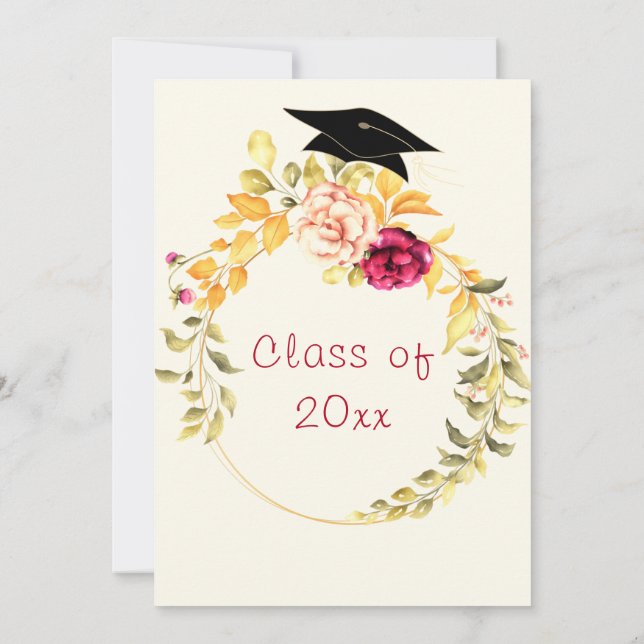 Convite de Formatura de Rosa em Aquarela (Verso)